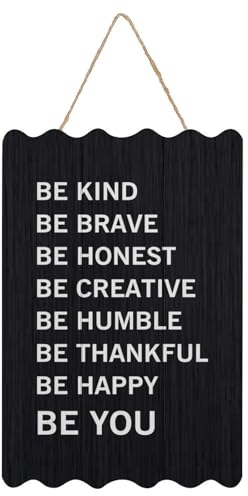 Willkommensschild mit Zitat Be Kind Be Brave Be Honest Be Creative Be Humble Be Thankful, rustikale Holzschilder für Schule, Kindergarten, Klassenzimmer, Haustür, Veranda, Tor, Heimdekoration,