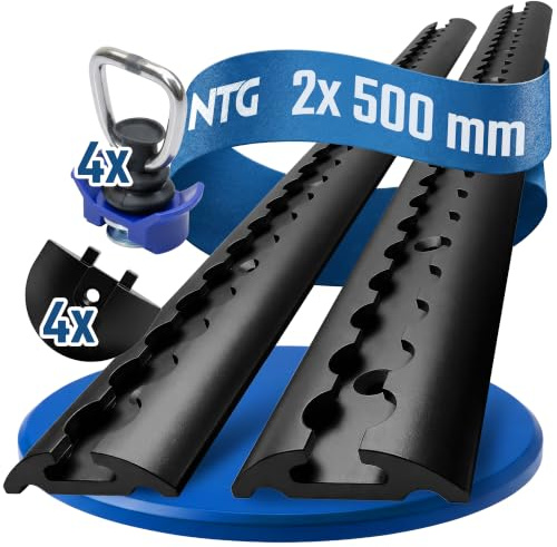NTG Blackline 2X Airlineschiene 500 mm + Single Fitting + Endkappen | 2x Schiene - 4x Single Fitting - 4x Endkappe - Halbrund - Schwarz