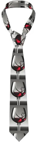 OdDdot Cravate pour homme avec impression verre à vin en polyester et soie douce pour homme, Verre à vin, taille unique