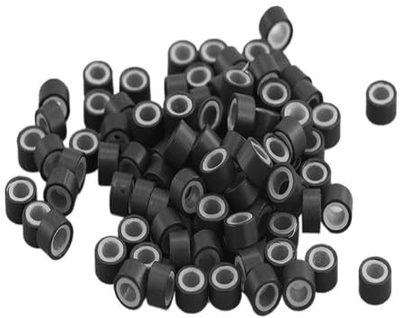 550 Pcs 4.5mm Micro rings Silicon Lined Micro Rings Silicone Nano Beads for Tip Stick Hair Extensions Aluminum Micro Rings Silicone Nano Rings Beads 4.5mm #1 Black