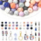 UR URLIFEHALL Lot de 100 perles rondes hexagonales en silicone avec pampille, fermoirs mousquetons, porte-clés, cordon élastique pour bricolage, bijoux, artisanat, porte-clés