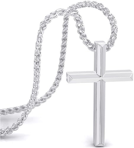 SERASAR Halskette Kreuz Herren Kette mit Anhänger - 50cm Silber Schmuck Männer Geschenk Idee für Jesus