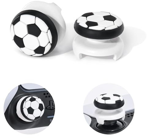 DLseego Thumbstick Agarres para PS5/PS4 Controller,2PCS Alto Rise Pulgar Stick Puños Silicona 3D Fútbol Textura Antideslizante Mando Joystick Cubierta Compatible con PS4/PS5,Blanco
