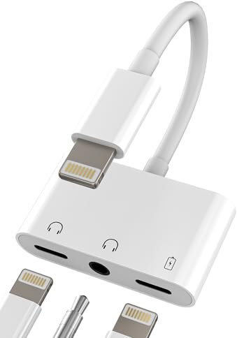 Adattatore Lightning Jack Cuffie Aux Cavo(3in1) 3.5mm Audio Ricarica Accessori per Apple iPhone 14 iPad Caricatore a Auricolari da Cavetto e Adapter Doppio Headphone Sdoppiatore Auto Dongle ip-L+3.5