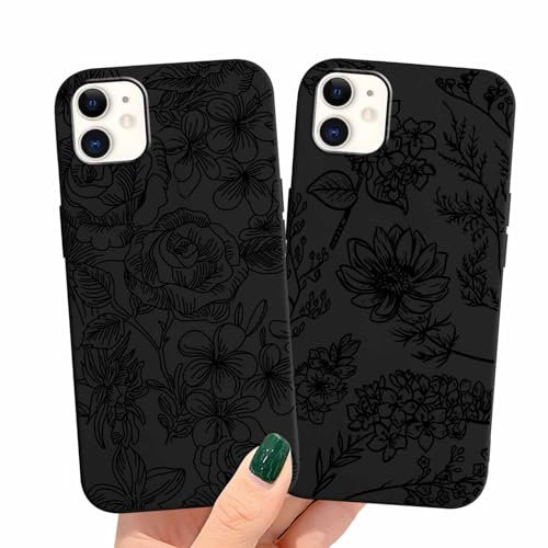 ZhuoFan 2 Pack Case for Apple iPhone 11 6,1,Flower With Print Girls Women Shockproof Protective Soft TPU Cover Design Aesthetic Funny Pattern Matte Cases,3
