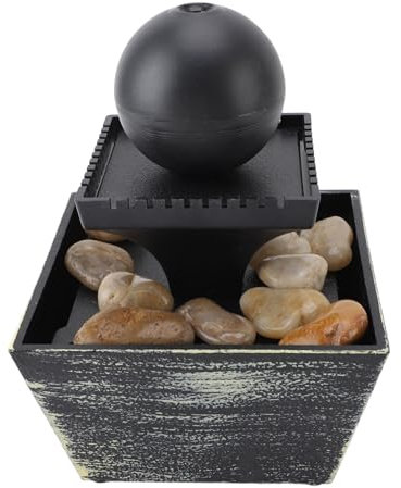 Tischbrunnen für den Innenbereich, Stabiler Kugelbrunnen aus Kunststoff mit LED-Licht, Stressabbau, Tischbrunnen Zur Zen-Entspannung Im Innenbereich für die Dekoration zu Hause