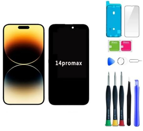 bstdianzi Ersatz-Set für iPhone 14 Pro Max, 17 cm (6,7 Zoll), LCD-Bildschirm mit 3D-Touch, IPS, FHD, Vollmontage und Digitizer mit Reparaturwerkzeugen, wasserdichte Displayschutzfolie für