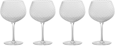 Zafferano Veneziano Mixology Glas für Cocktails Longdrinks Spirituosen | 4 Stück | Facetten Muster | mundgeblasen | Handarbeit (Balloon (VN01600))