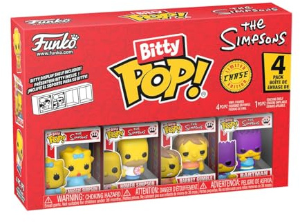 Funko Bitty POP! 4 Pack: The Simpsons - Maggie, Homer, Barney Gumble, Mystery Mini Figure - 1 in 6 Chance of Receiving the Rare Chase Variant - Styles May Vary - 0,9 Zoll (2,2 cm) Sammelbar