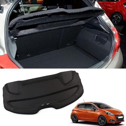 ZHANGJF Auto Einziehbare Hintere Kofferraum Hutablage Für Peugeot 208 2012-2017, Kofferraumabdeckung Cargo Kofferraum Abdeckung Ablagen