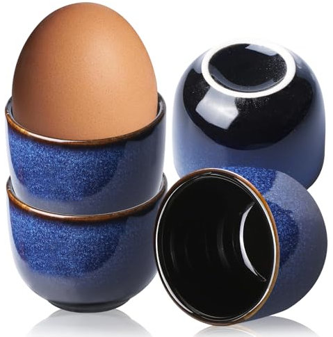 Sporgo 4 Stück Eierbecher: Eierbecher Porzellan Runde 5x3.8 cm, Vintage Porzellan Eierbecher Eierhalter Geschirr Für Das Weiche Oder Harte Frühstücksei Beim Brunch & Buffet, Spülmaschinenfest