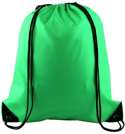PLULON Mochila con cordón, mochila de cuerda a granel, saco de cincha, saco deportivo, gimnasio, mochila para yoga, viajes, deportes al aire libre, verde, 34cm*40cm/13.4*15.7