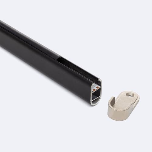 LEDKIA LIGHTING Aluminiumprofil Kleiderstange für Garderobe für LED Streifen bis 12 mm Schwarz 2 m Schwarz transluzent