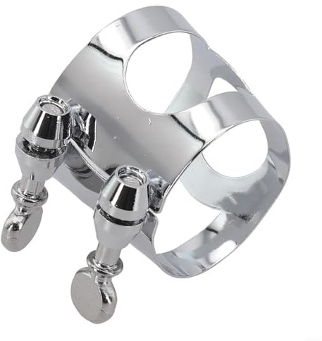 Verstellbare Metall-Saxophon-Ligatur für Altsaxophon-Mundstück, solide Konstruktion für Langlebigkeit (Silber)