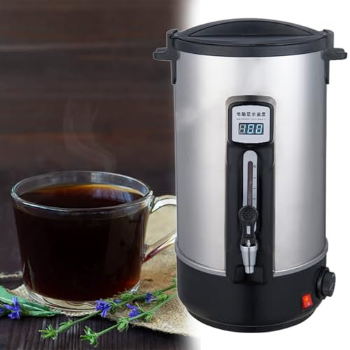 GESAIDES Urna per caffè Commerciale, Distributore di caffè Grande in Acciaio Inossidabile da 200 Tazze, Urna per Macchina per caffè Elettrica, Urna per Acqua Calda Commerciale per Catering,30L