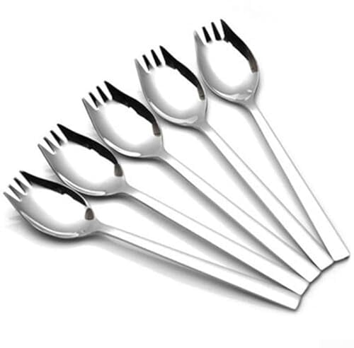 Efficient 5 Piece Stainless Steel Spork Cutlery Set For Serving Soups And Salads