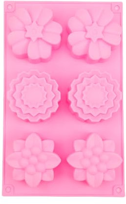 LINTRA Moldes para Jabones Artesanales, 6 Cavidades Molde de Silicona Jabones, 3 Patrones Florales Moldes de Jabón de Silicona, para Hacer Jabón, Gelatina, Cubitos de Hielo, Chocolate y Pasteles