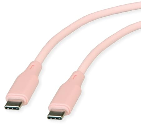 ROLINE USB 2.0 Kabel, Typ C-C, ST/ST, Silikon, 60W, pink, 1 m