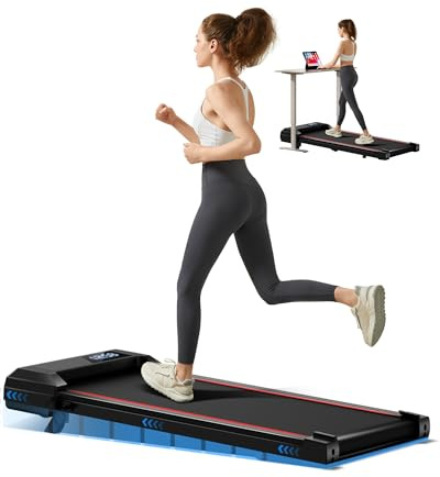 UMAY Walking Pad Treadmill with 9% Incline, Under Desk Treadmill with Diamond Pattern Running Belt, Lightweight Walking Running Electric Machine for Home Office with LED Display