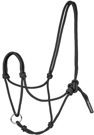 WALDHAUSEN Knotenhalfter mit beweglichem Ring, schwarz, WB