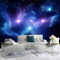Papel pintado 350 x 256 cm Papel tapiz fotográfico Fotomurales Vista 3D Cielo Estrellado Cósmico Ciencia Ficción Profunda Oficina Lana Decoración De Pared Sala Cuarto Colores fríos púrpura-azul