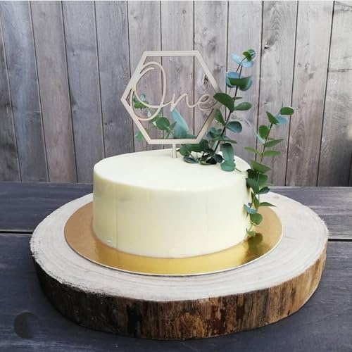 1 Stück Quadrat Holz One Tortendeko Geburtstag Kuchen Deko Erster Kindergeburtstag Cake Topper für Jungen Mädchen 1 Geburtstag Party Kuchen Dekoration