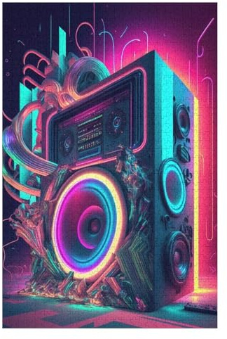 Puzzle Für Erwachsene 75x50cm/1000pcs Neon Boombox Vibes Knobelspiel Für Erwachsene, Denksportaufgabe, Heimdekoration, Einzigartige Geburtstags 75x50cm/1000pcs