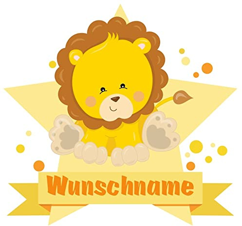 Samunshi® Löwe Aufkleber mit Namen Autoaufkleber Namensaufkleber Kinder - 20x17,5cm mehrfarbig