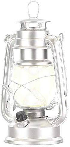 Lunartec Campingleuchten: Dimmbare LED-Sturmlampe, Batterie, 200 lm, 3W, tageslichtweiß, silbern (Sturmlaterne LED, Laterne, Taschenlampen)