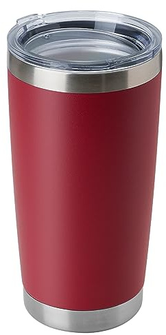 DOMICARE 20oz Stainless Steel Tumbler Bulk with Lid, Double Wall Vacuum Insulated Travel Mug, Powder Coated Coffee Cup, Powder Red, 1 Pack