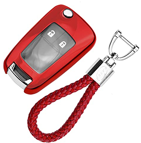 KASER Coque Clé en Silicone Compatible pour Opel Chevrolet Aveo Opel Corsa Zafira Mokka Cover Housse 2 et 3 Boutons Porte-clé TPU Protection Télécommande (Rouge)