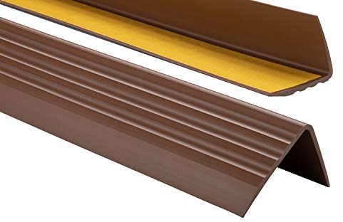 PVC Treppenkantenprofil Selbstklebend Winkelprofil Anti-Rutsch Treppenkante 50x40mm - 1,00m, Braun