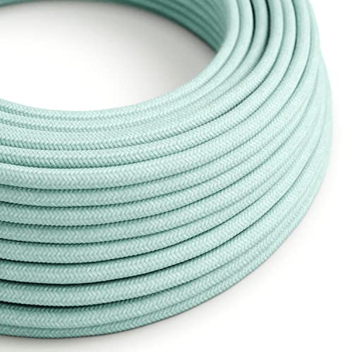 Cable eléctrico redondo revestido de algodón Verde Celadón sólido RC18-5 Metros, 3x0.75