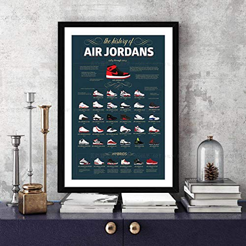 DHLHL Air Jordan Sneakers Geschichte AJ Dekoration Malerei Sneakers Wandkunst Geschenk Foto Wanddekoration Poster 50x70cm Kein Rahmen
