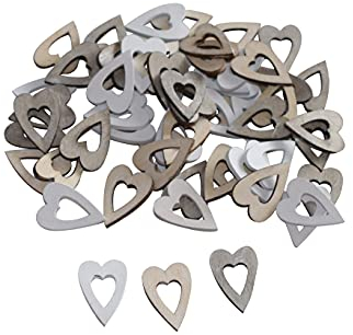 48 STK HERZEN 3cm HOLZ offen Hänger flieder natur creme braun Hochzeitsdeko Basteln BB818 Hochzeit Deko Holzherzen Tischschmuck