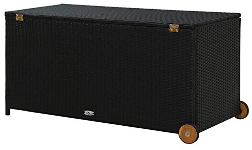 Tidyard Garten-Aufbewahrungsbox Auflagenbox Gartentruhe Kissenbox Gartenbox Kissentruhe Auflagenkiste Schwarz 130x65x115 cm Poly Rattan
