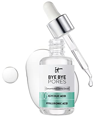 IT Cosmetics Bye Bye Pores 10% Glykolsäure-Serum – Minimiert sichtbar die Poren in 1 Woche & Peeling, um die Textur der Haut zu verfeinern – mit Hyaluronsäure – vegane Formel – 29,6 ml