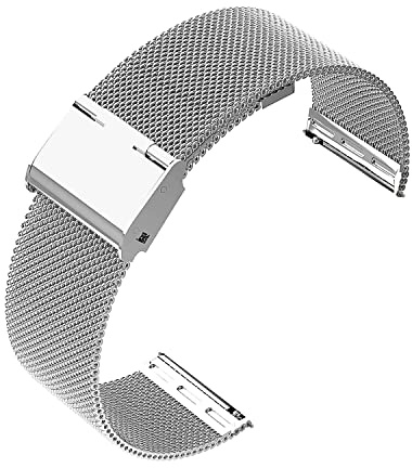 Lahviuu Cinturino in Metallo,Uomo Donna Universale Cinturini di Ricambio per Orologio Intelligente e Orologio Tradizionale 18mm,Argento