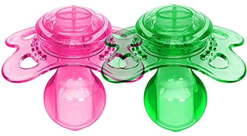 LittleForBig Großer Saugerschild Schnuller der Generation-3 in Erwachsenengröße Candy Gloss 2 Paci Pack- Rosa &Grün-Set