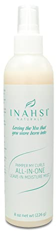 Inahsi Naturals Curls All-In-One Leave-In Moisture Mist für afro-Kinky, lockiges oder gewelltes Haar, natürlich, leicht, silikonfrei, 237 ml
