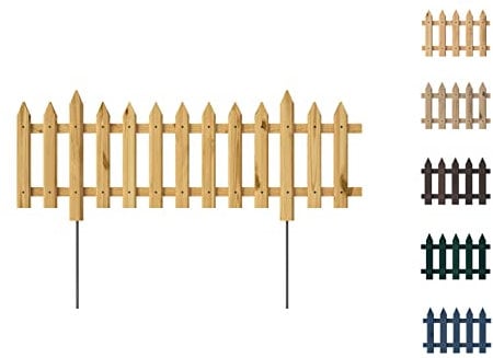 Floranica 1 pz Recinzione da giardino Recinzione a incastro Recinzione a doghe 100 cm lunghezza con pali in metallo per aiuole/orti Altezza 40 cm Naturale