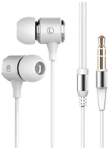 100SEASHELL Long Cord Wired Earbuds no Microphone Headphones Watching tv with Extra Noise isolating Blocking bass Ear Buds Without mic Corded Length Earphones