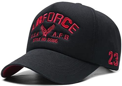 Sporty Baseballcap Airforce U.S.A. Retro Flugzeug Oldschool Kappe Mütze Cap Schirmmütze Basecap USA verstellbar (schwarz)