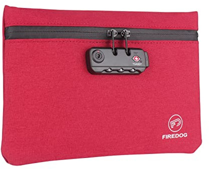 FIREDOG Geruchsdichte Tasche mit Schloss, 15,2 x 22,9 cm, geruchsdichte Tasche für Reiseaufbewahrung, rot, S, modisch