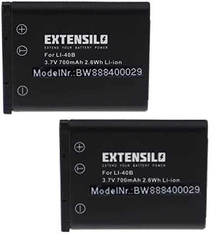 EXTENSILO 2X Akku kompatibel mit Aldi Traveler Slimline Super Slim XS-4000, XS4000 Kamera (700mAh, 3,7V, Li-Ion)