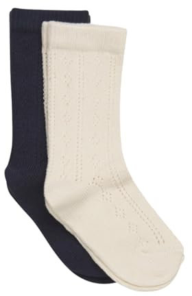 MINYMO Girl's Knee Socks Pointelle (2-Pack), Offwhite, 23 (2er Pack)