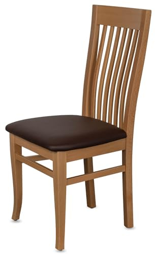 KEHO Esszimmerstühle 2er Set (CH05) - bis 150kg - Aus massivem Buchenholz - Stühle Esszimmer - Fertig montiert (Natur - Braun)