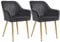 SONGMICS Esszimmerstuhl, 2er Set, Küchenstuhl, Sessel, Samt, Polsterstuhl mit Armlehnen, Loungesessel, bis 120 kg belastbar, Metallbeine, für Esszimmer, Küche, grau-goldfarben LDC077G02