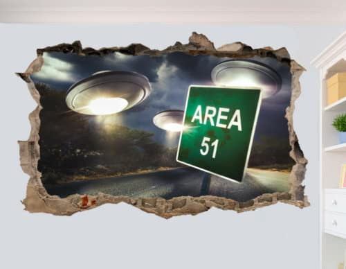 AREA 51 SIGN UFO ALIENS VINTAGE WANDAUFKLEBER 3D KUNST POSTER WANDAUFKLEBER