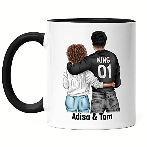 Kiddle-Design Mug Noire Couple Personnalisé avec Noms Saint Valentin Anniversaire de Mariage Cadeau pour Couple Ami et Amie Individuelle Couple Tasse à Café
